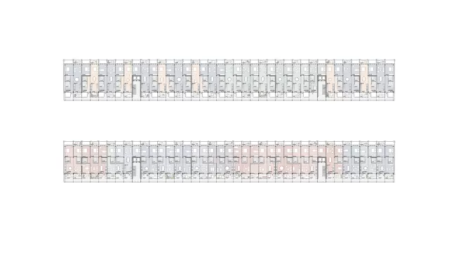Grundriss oben: 1.-2. Obergeschoss
Grundriss unten: 3-5. Obergeschoss